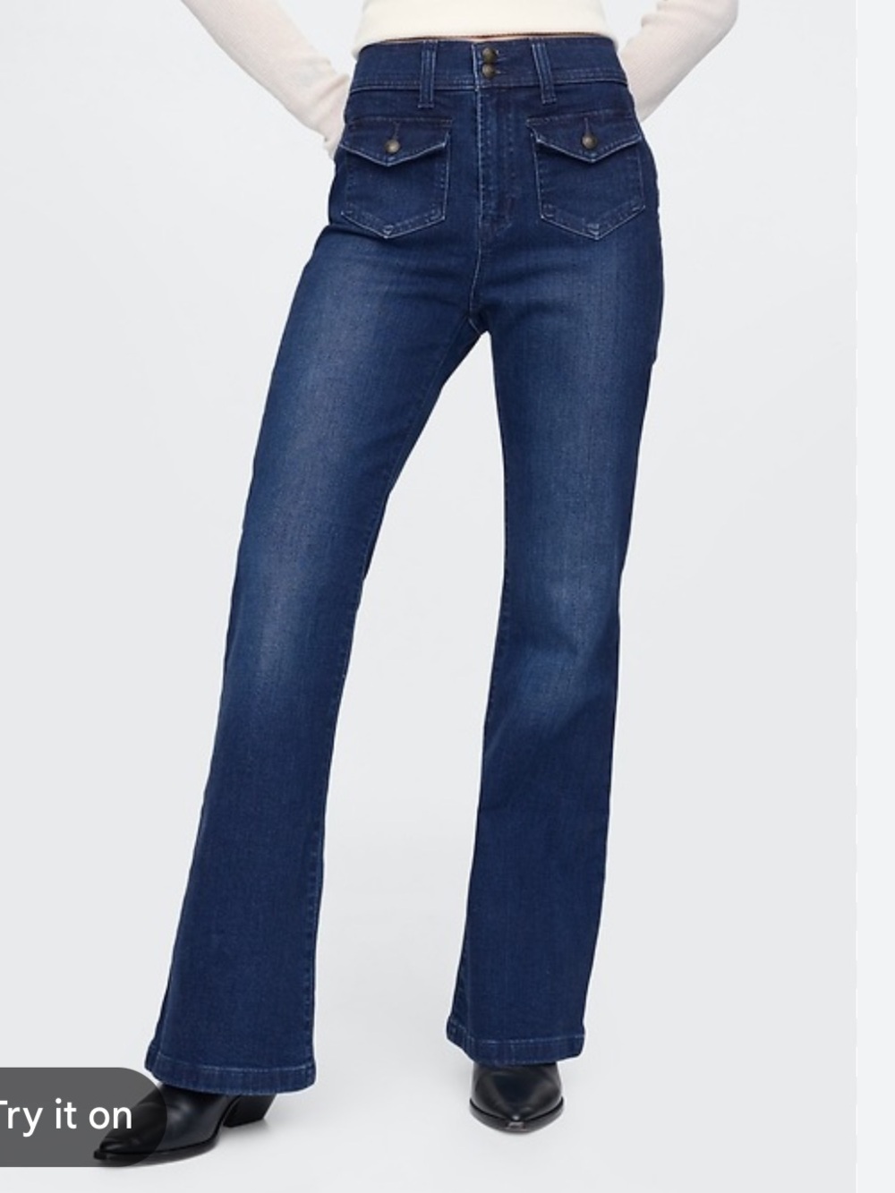 GAP High Rise 70s Flare Jeans with sailor pocket detail
